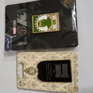 Disney pins, limited release and limited edition, Loki and Haunted Mansion